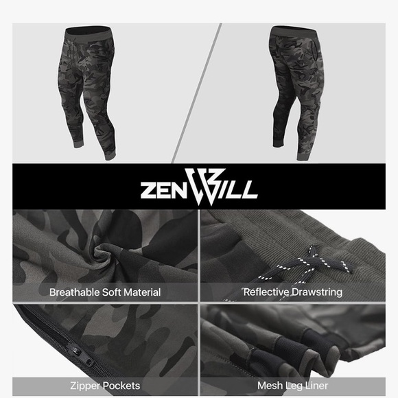 ZENWILL Mens Tapered Workout Running Jogger, Training Sweatpants Sz:L - Picture 5 of 9